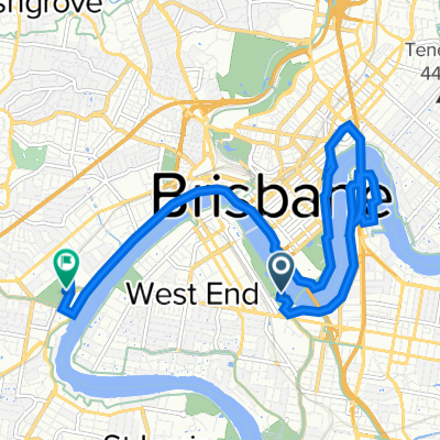 445A Stanley St, South Brisbane to 32 Patrick La, Toowong
