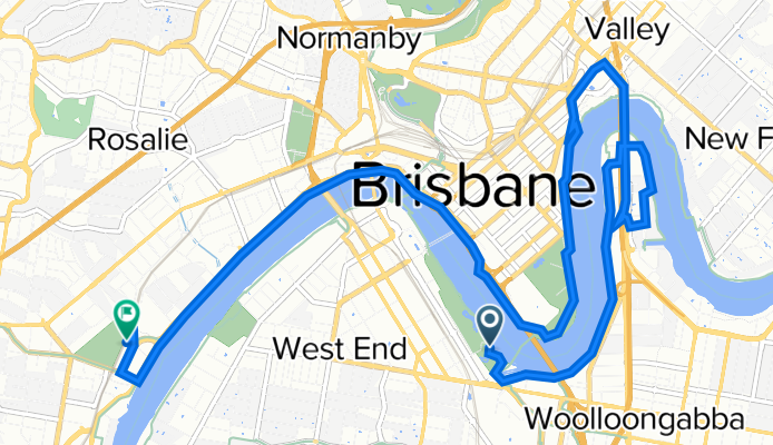 445A Stanley St, South Brisbane to 32 Patrick La, Toowong