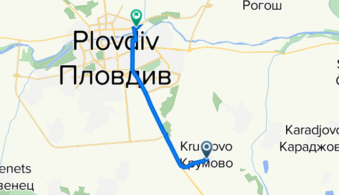 улица Гагарин 3, Крумово to улица „Рогошко шосе“ 4, Пловдив