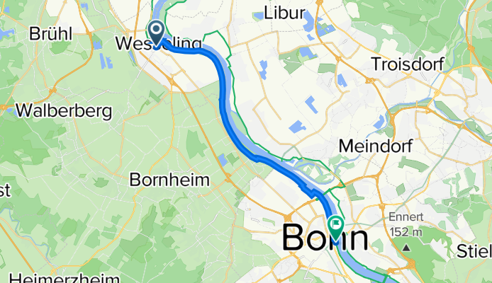 Konrad-Adenauer Straße 2, Wesseling nach Bonn