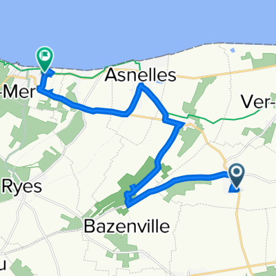 2–6 Rue des Fontaines, Crépon naar 4 Rue du Calvaire, Arromanches-les-Bains