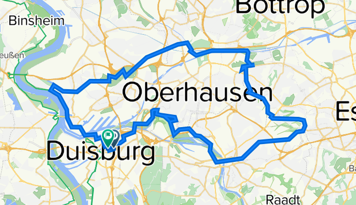 Beeckerwerth - LP Du - Ripshorst - Hexbachtal - Borbeck - RS 1 - Styrum - Ruhrbogen OB - Aakerfährbrücke