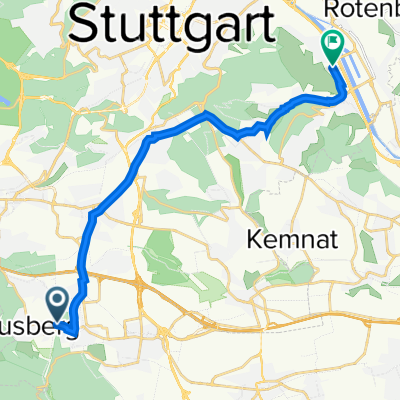 Weilerwaldstraße 41, Leinfelden-Echterdingen nach Hedelfinger Straße 54–56, Stuttgart