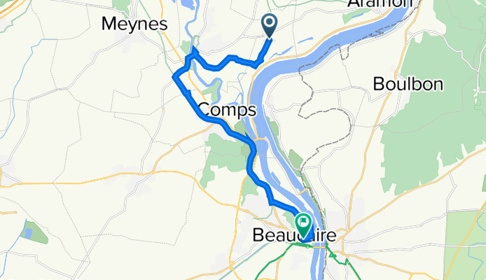 C 10 de Vallabrègues à Théziers, Vallabrègues nach 1 Place Georges Clemenceau, Beaucaire