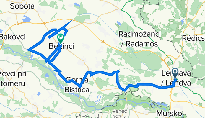 KOLESARSKA STEZA: LENDAVA – HOTIZA – VELIKA POLANA – ŽIŽKI – ČRENŠOVCI – GORNJA BISTRICA – MELINCI – BELTINCI – DOKLEŽOVJE – LIPOVCI – GANČANI – BELTINCI
