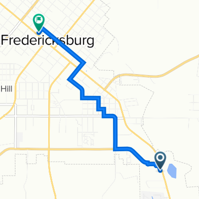 1579 E Main St, Fredericksburg to 112 N Crockett St, Fredericksburg