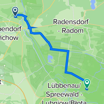 Hartmannsdorfer Straße 25, Lübben (Spreewald) nach Wotschofskaweg 1, Lübbenau/Spreewald