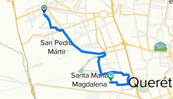 De Avenida Valle de Santiago 169, Santiago de Querétaro a Segunda Privada de San German 70, Santiago de Querétaro