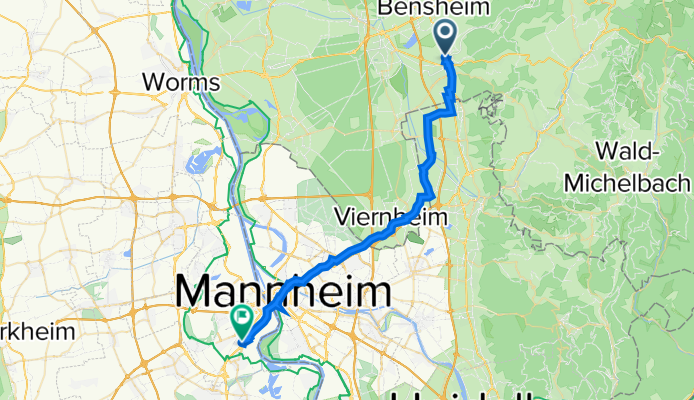 Schönbacher Straße 34, Heppenheim (Bergstraße) nach Anebosstraße 5, Ludwigshafen am Rhein