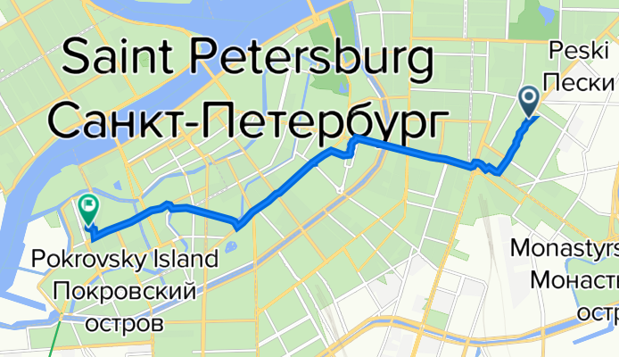 От 7-я Советская улица 9/20, Санкт-Петербург до Английский проспект 22, Санкт-Петербург