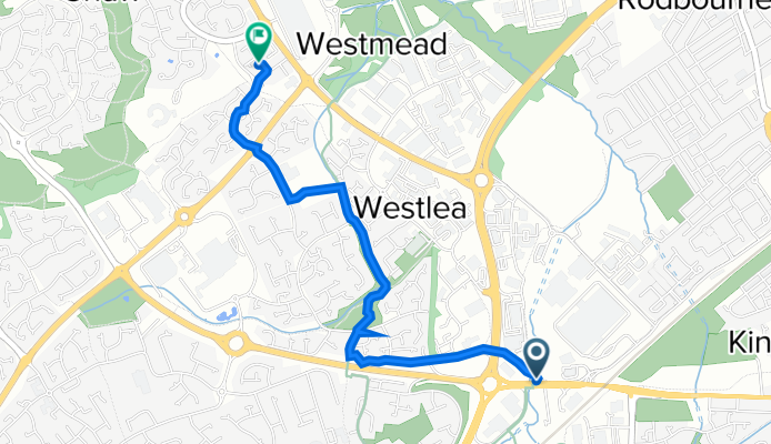 Manresa, Wootton Bassett Road, Swindon to 3 Dennis St, Swindon