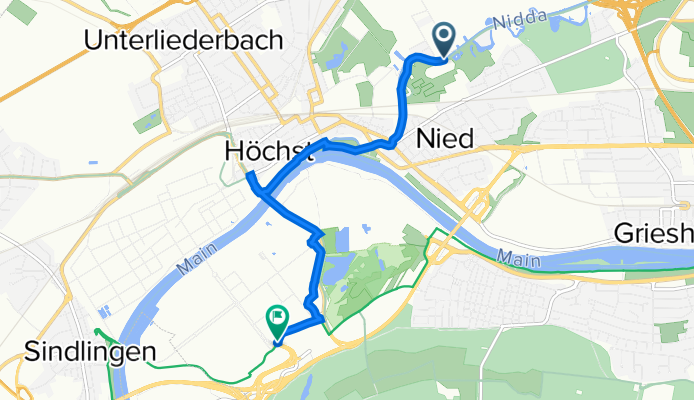 Im Mittleren Sand 48A, Frankfurt am Main nach Elisabeth-Kuhn-Straße, Frankfurt am Main