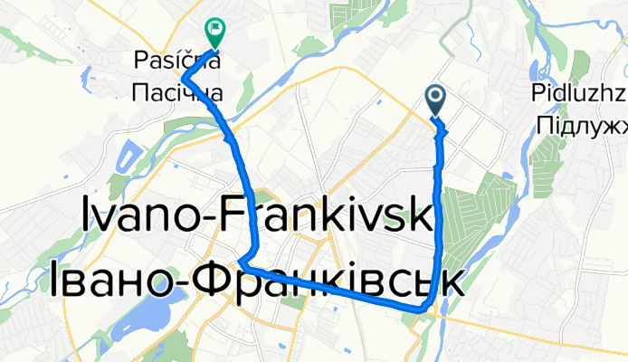 Vasylia Stusa Street, 9, Ivano-Frankivsk to Troleibusna Street, 14, Ivano-Frankivsk