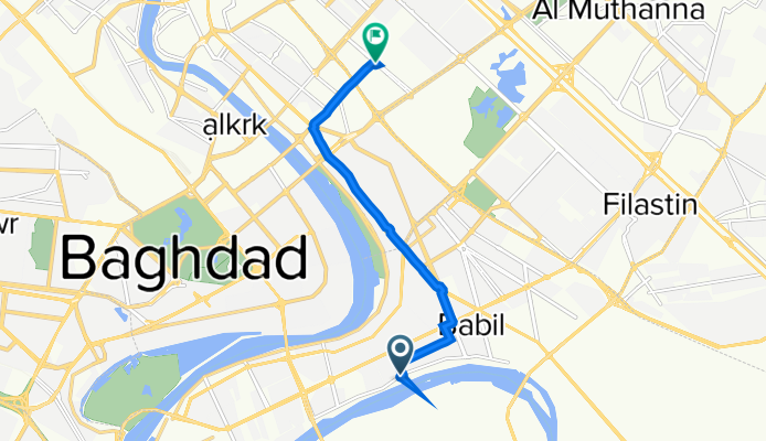 Route from 7CQF+RC6, Baghdad