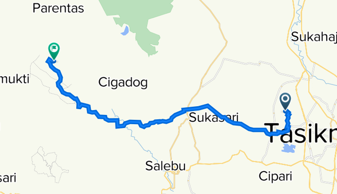 M5QM+WPH, Kecamatan Bungursari to Curug Ciparay Tasikmalaya, Kecamatan Cigalontang