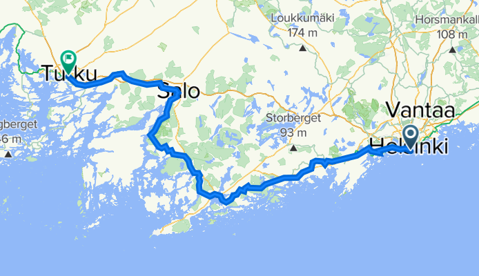 Kaivopuistonranta, Helsinki nach Itsenäisyydenaukio 2, Turku