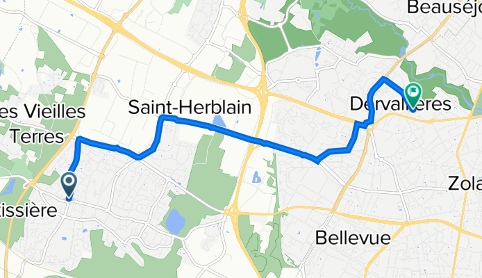 56 Rue Vincent Auriol, Saint-Herblain à 5 Rue Auguste Renoir, Nantes