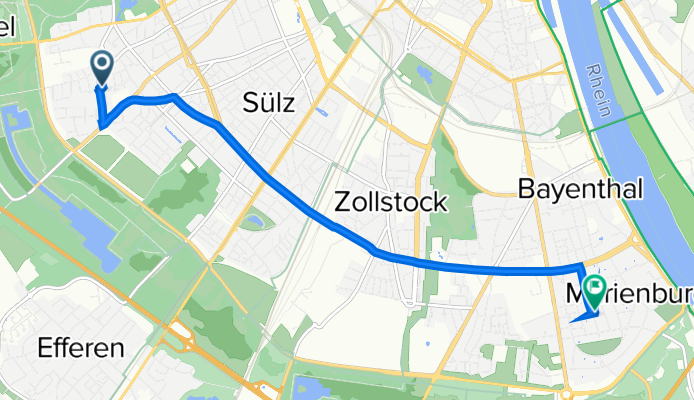 Decksteiner Straße 58, Köln nach Goethestraße 53, Köln