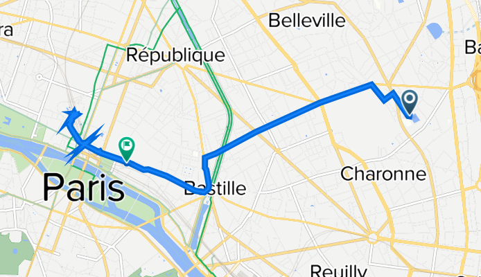 16 Rue Stendhal, Paris to 1 Place Baudoyer, Paris