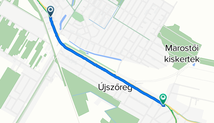 Szőregi út, Szeged to Tulipán utca 2., Szeged