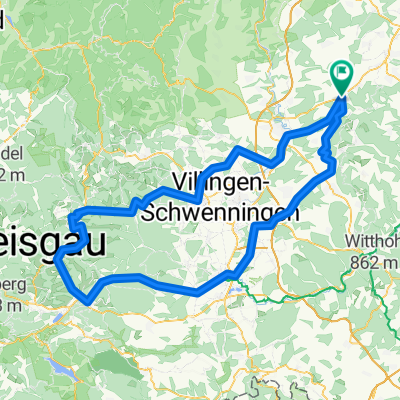 Schömberg-Villingen Furtwangen-B500[- Simonswald- Waldkirch-Kandel- auslassen]Thurner-Joostal-Neustadt-Bräunlingen-Donaueschingen-Trossingen-Frittlingen-Schömbe