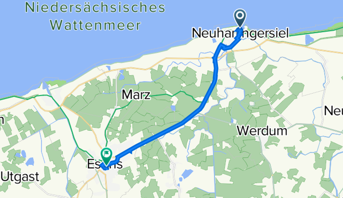Hafenzufahrt West 8, Neuharlingersiel nach Steinstraße 9, Esens