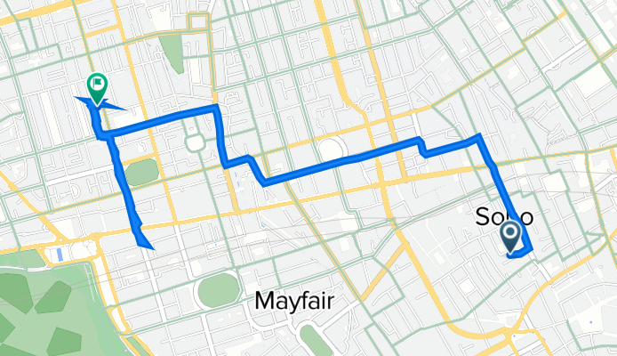 Hopkins St, London to 47 Gloucester Pl, London