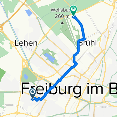 Rotermelweg 4, Freiburg im Breisgau nach Hermann-Mitsch-Straße, Freiburg im Breisgau