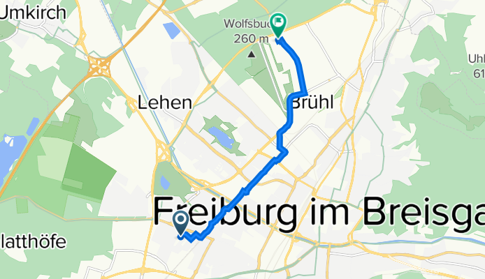 Rotermelweg 4, Freiburg im Breisgau nach Hermann-Mitsch-Straße, Freiburg im Breisgau