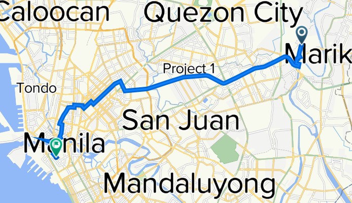 Chorillo Street 10, Marikina to Real Street 1002, Manila