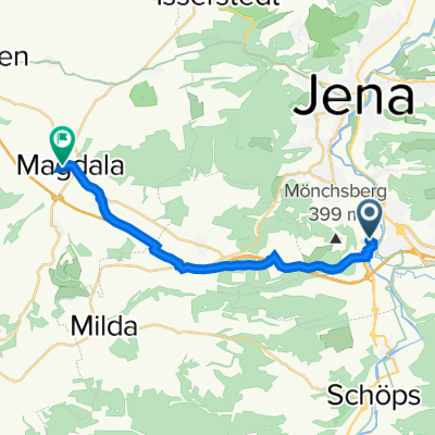 Göschwitzer Straße 66A, Jena nach Ottstedter Straße 7A, Magdala