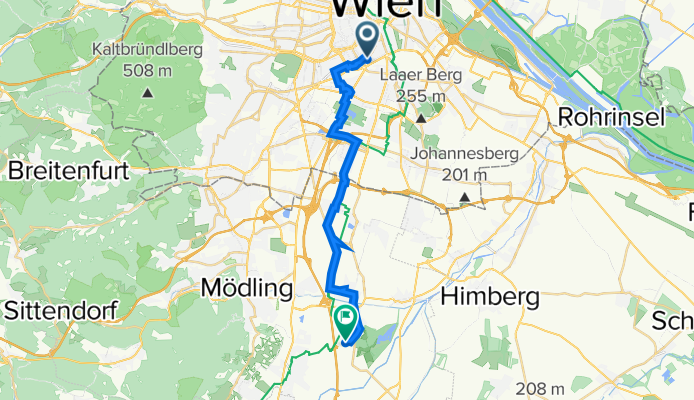 Ramperstorffergasse 3, Wien nach Industriestraße, Laxenburg