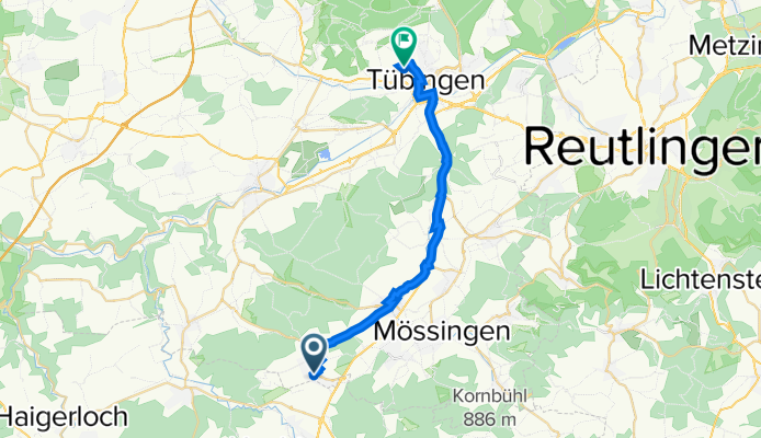Schubertstraße 4, Bodelshausen nach Otfried-Müller-Straße 12, Tübingen