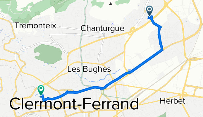 13 Rue de Junon, Clermont-Ferrand à 21 Boulevard Berthelot, Chamalières