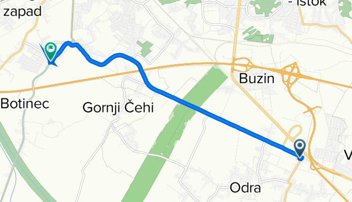 Novozagrebačka ulica 51, Hrašće Turopoljsko to Ulica doktor Luje Naletilića 64, Zagreb