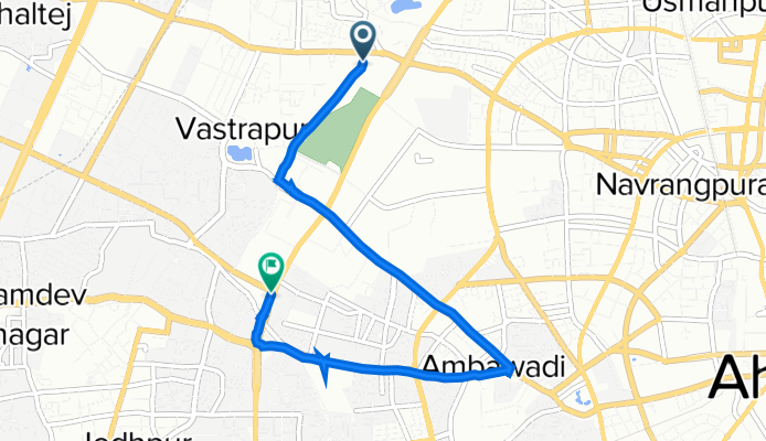 Manav Mandir Road, Ahmedabad to Sanghmitra Society, Ahmedabad