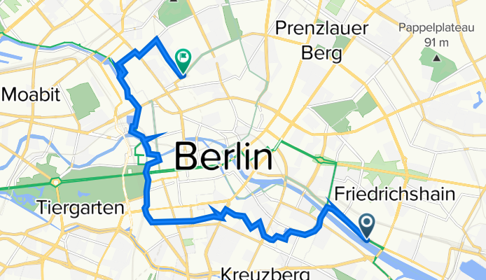 Mühlenstraße 71, Berlin nach Bernauer Straße 119, Berlin