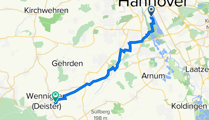 Karl-Thiele-Weg, Hannover nach Langes Feld 26, Wennigsen