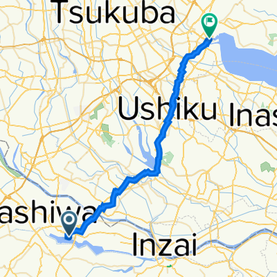 若松109-14, 我孫子市 to 大和町1-1, 土浦市