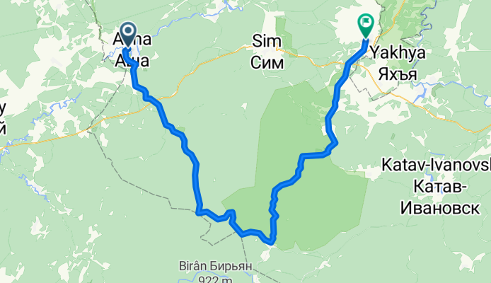 Аша - Сухая Атя - Бедярыш - Серпиевка - Кропачево