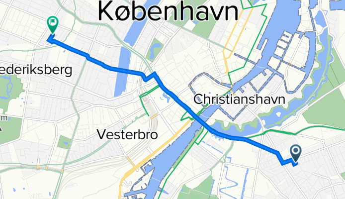 Hannovergade 12, København S to Hostrups Have 14, Frederiksberg C