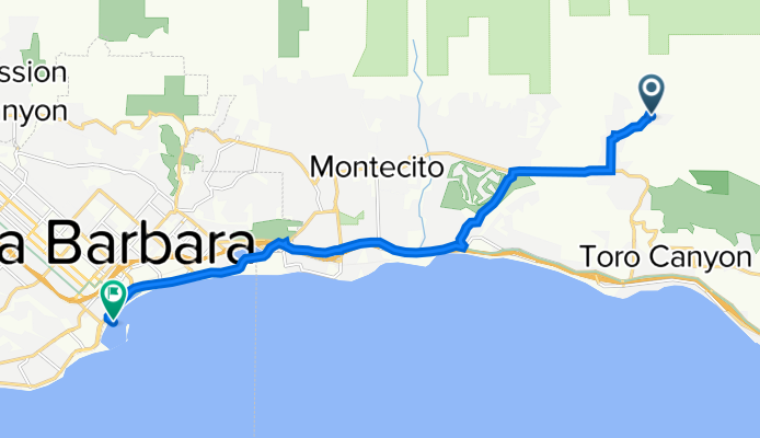 2966 Hidden Valley Ln, Santa Barbara to 401 Shoreline Dr, Santa Barbara