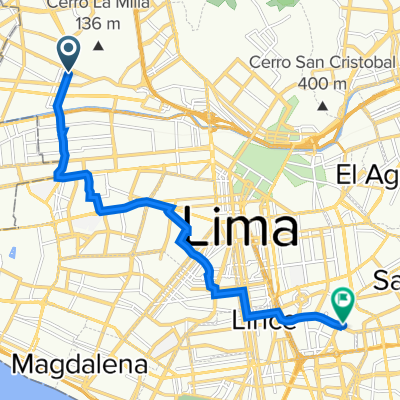 De Avenida Universitaria 279, San Martín de Porres a WX8P+JVQ, La Victoria