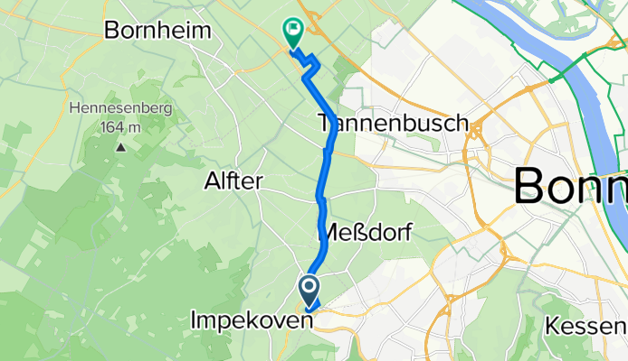 Almaweg 18, Alfter nach Alexander-Bell-Straße 2, Bornheim