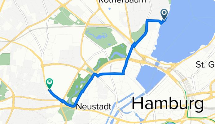 Alsterufer 39, Hamburg nach Budapester Straße 19–23, Hamburg