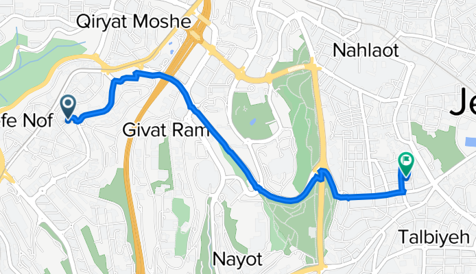 Chaim Nachman Bialik Street 5, Jerusalem to Abarbanel Street 6, Jerusalem