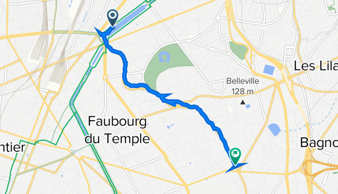 14 Quai de la Seine, Paris to 245 bis Rue des Pyrénées, Paris