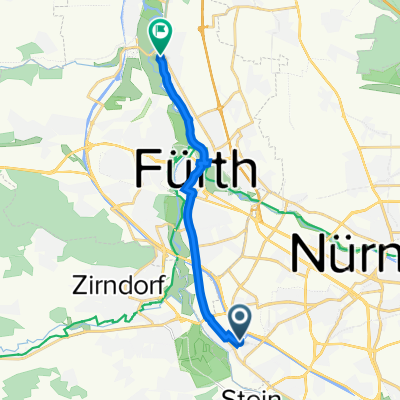 Bibertstraße 74, Nürnberg nach Am Regnitzhang 23A, Fürth