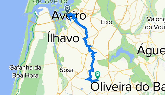 De Cais dos Mercanteis 20, Aveiro a Rua Vila Nova 150, Palhaça