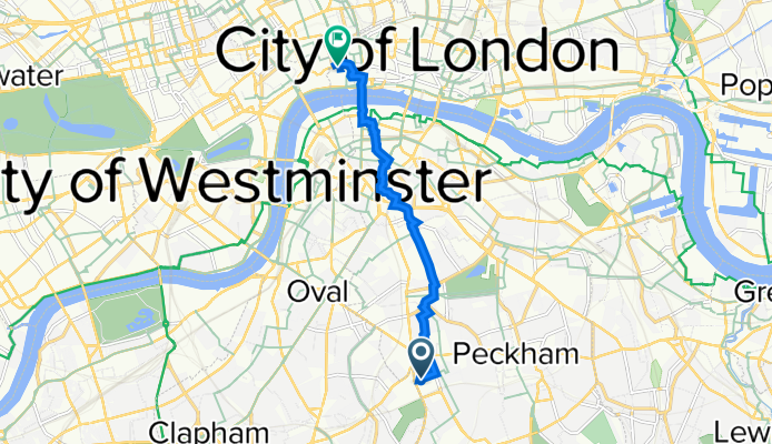 101 Denmark Hill, London to 30-32 Fleet St, London